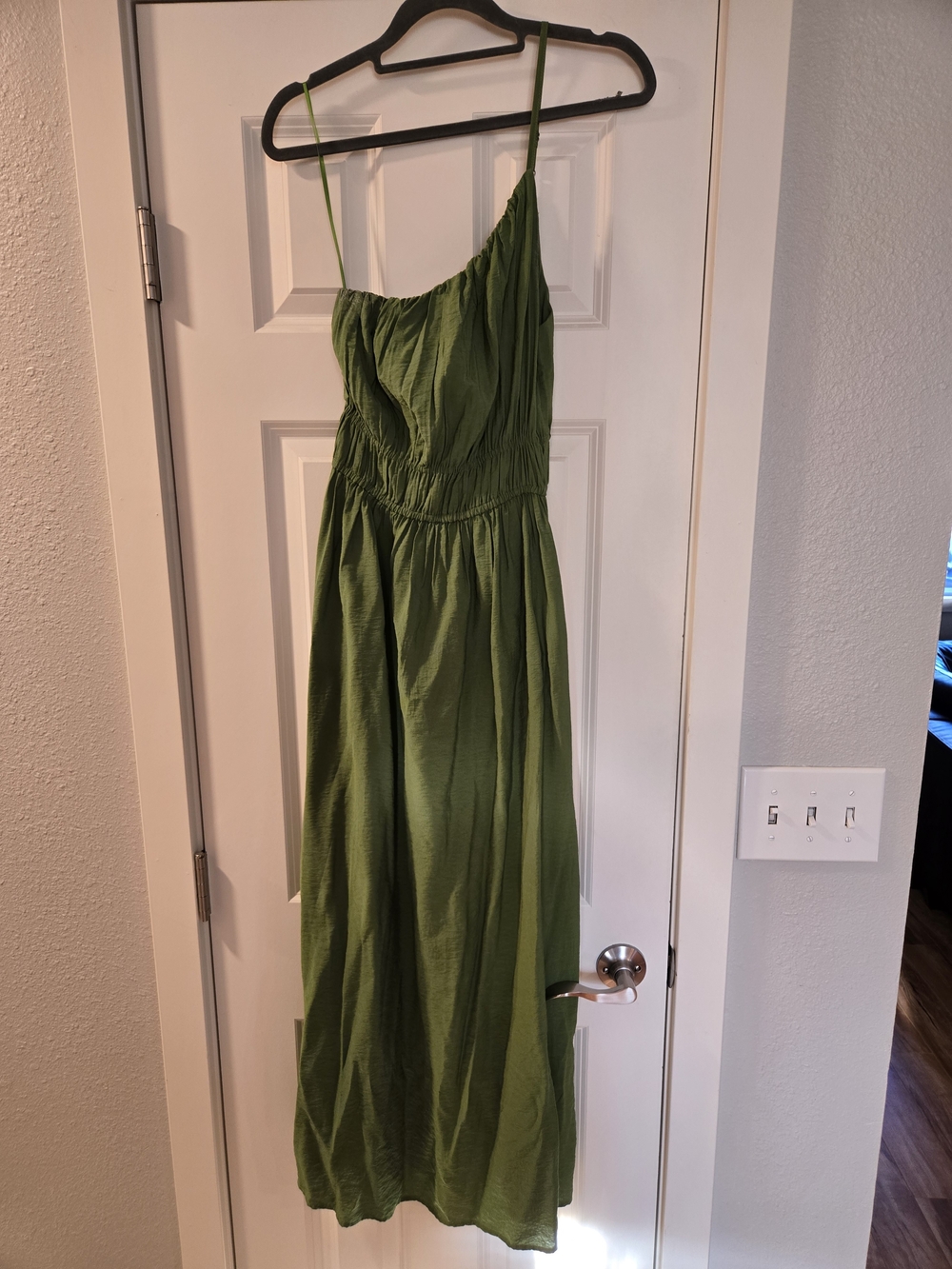 Abercrombie & Fitch Olive Green One-Shoulder Maxi Dress